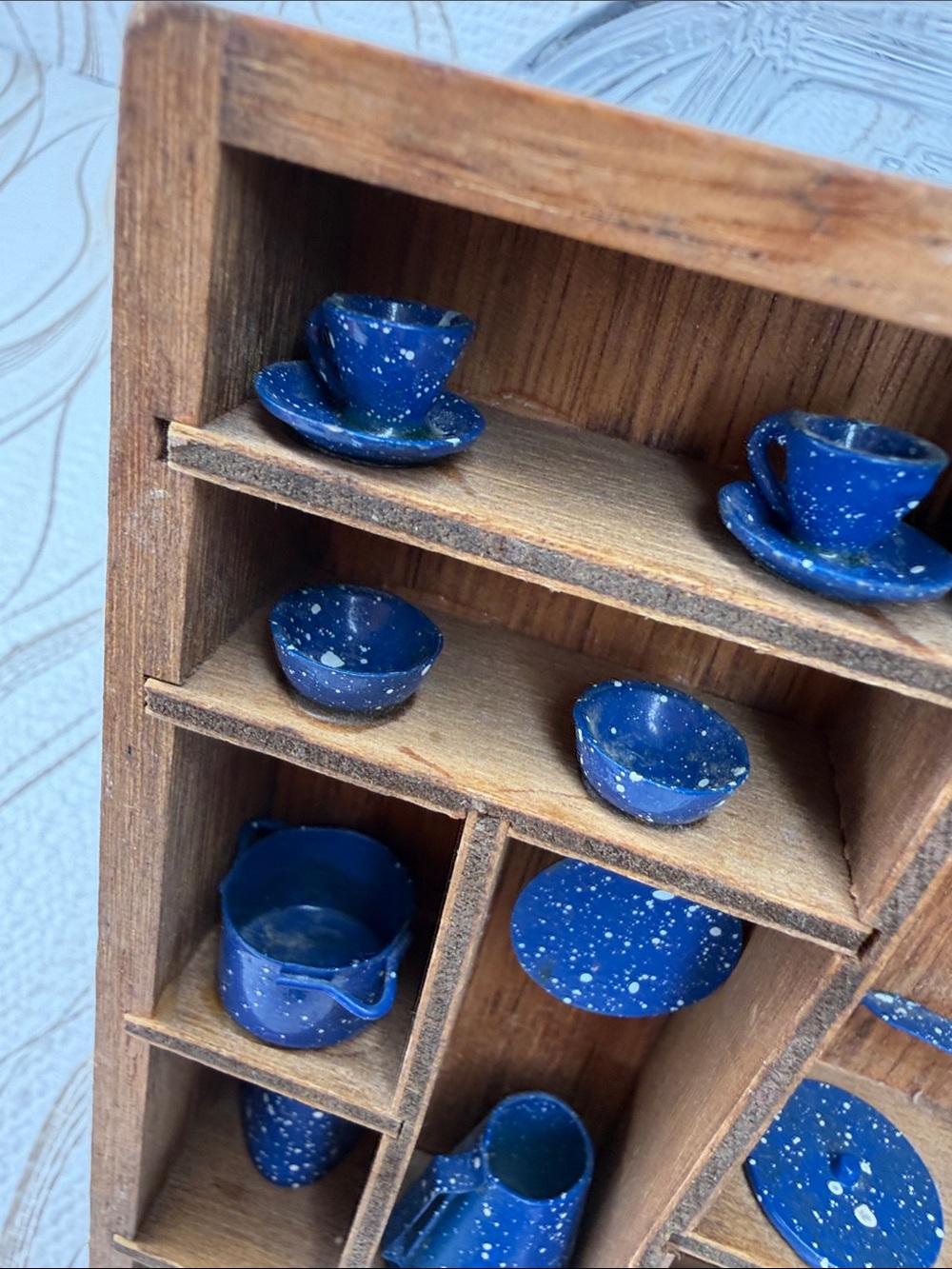 Blue Speckled Miniature Cookware Set - Decorative Kitchen Display - Picture 5 of 8